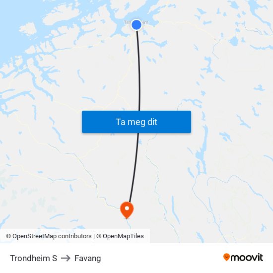 Trondheim S to Favang map