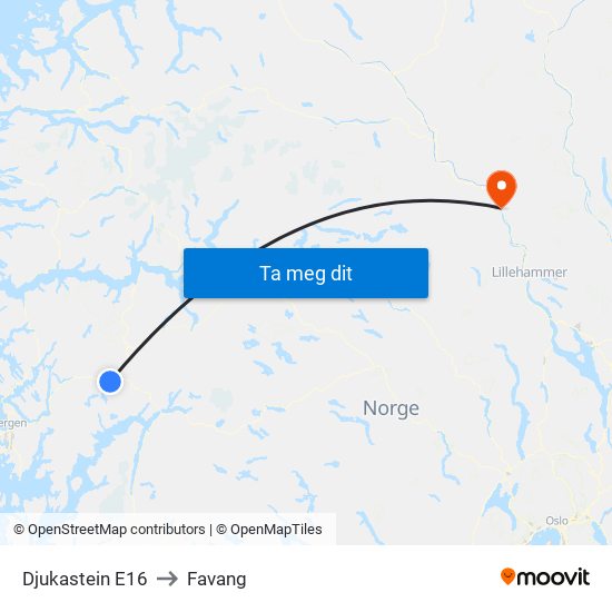 Djukastein E16 to Favang map