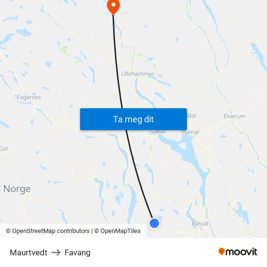 Maurtvedt to Favang map