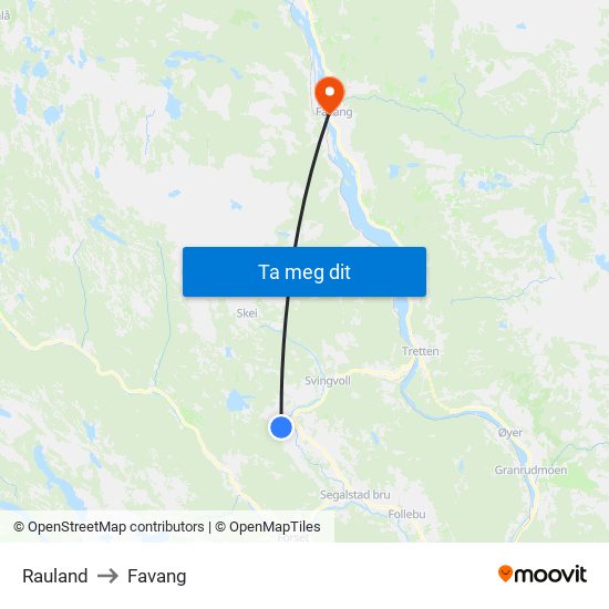 Rauland to Favang map