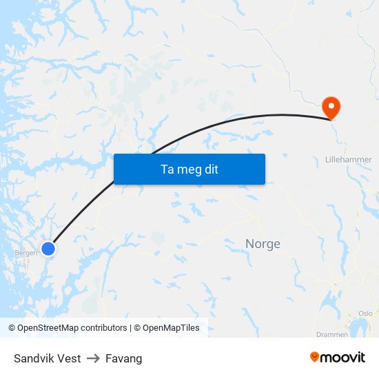 Sandvik Vest to Favang map