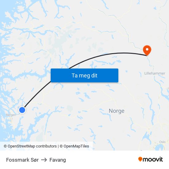 Fossmark Sør to Favang map