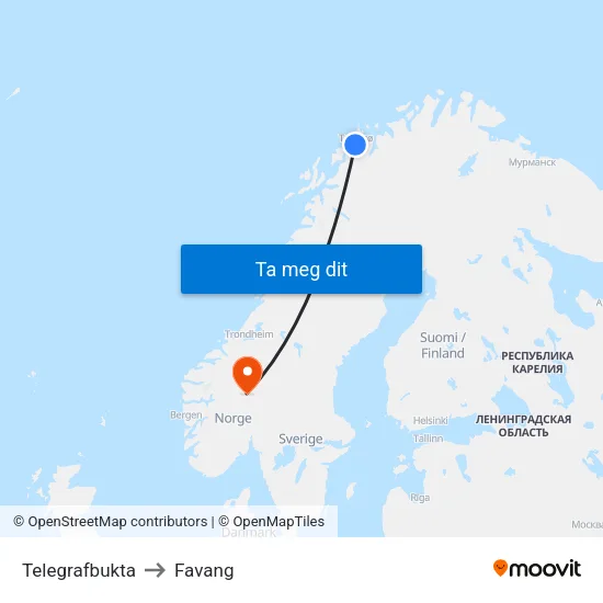 Telegrafbukta to Favang map