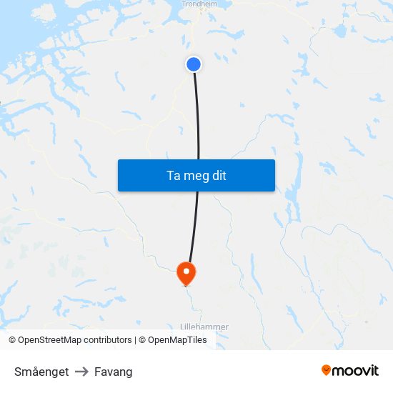 Småenget to Favang map