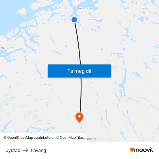 Jystad to Favang map