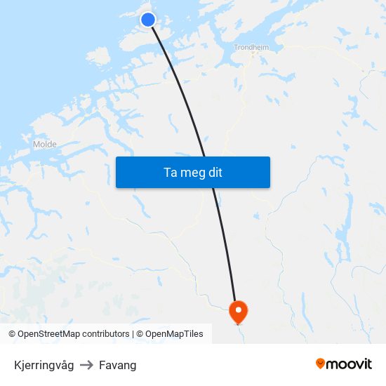 Kjerringvåg to Favang map
