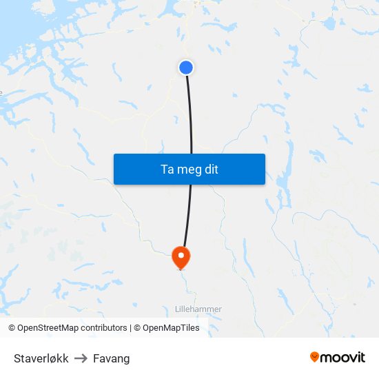 Staverløkk to Favang map