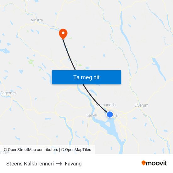 Steens Kalkbrenneri to Favang map