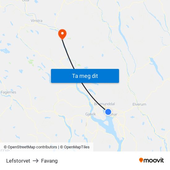 Lefstorvet to Favang map