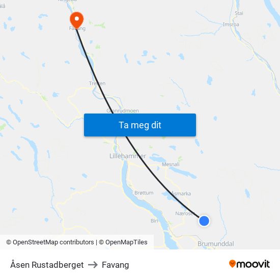 Åsen Rustadberget to Favang map