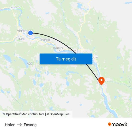 Holen to Favang map