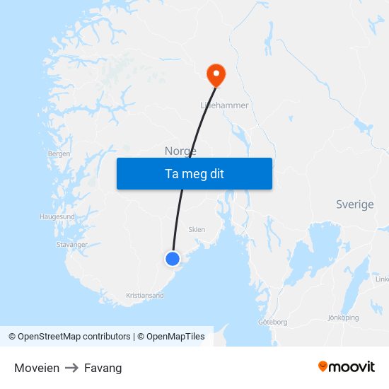 Moveien to Favang map