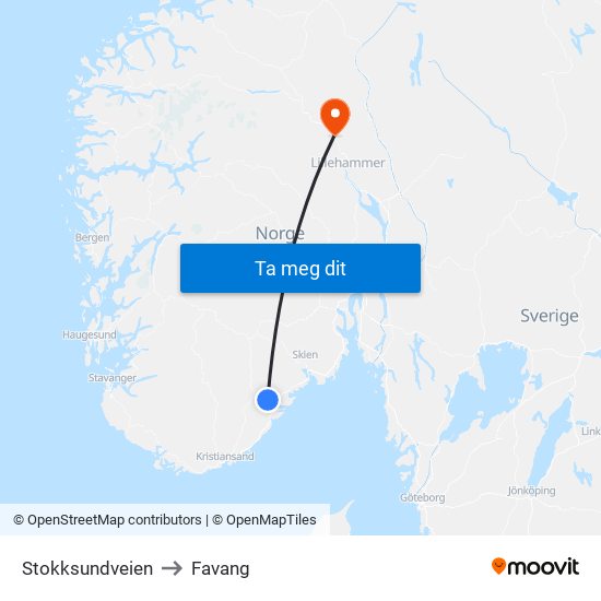 Stokksundveien to Favang map