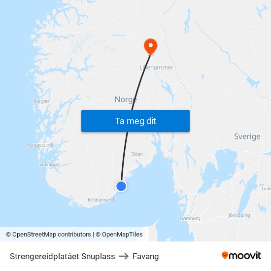 Strengereidplatået Snuplass to Favang map