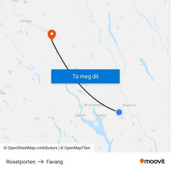Rosetporten to Favang map