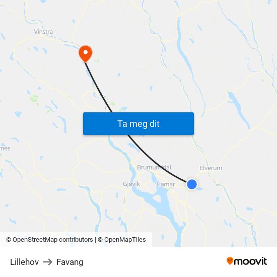 Lillehov to Favang map