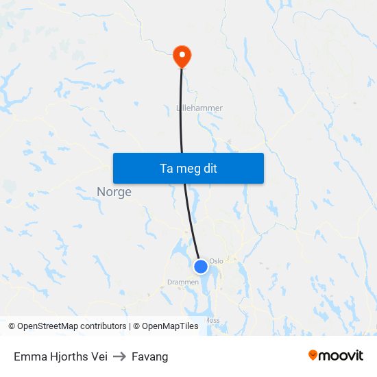 Emma Hjorths Vei to Favang map