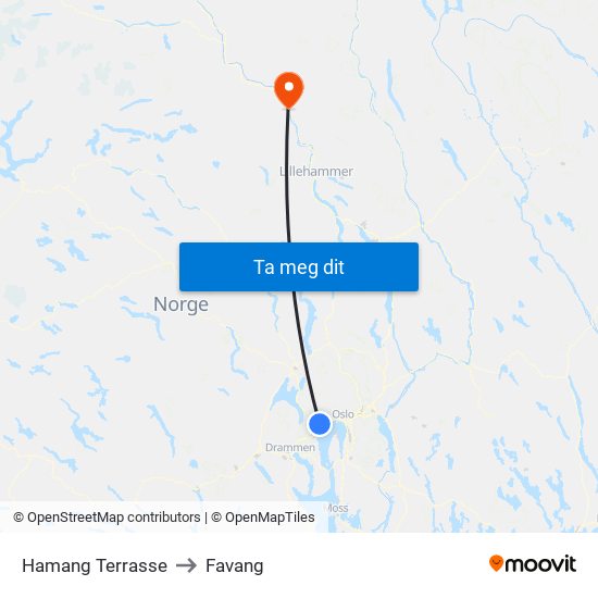 Hamang Terrasse to Favang map