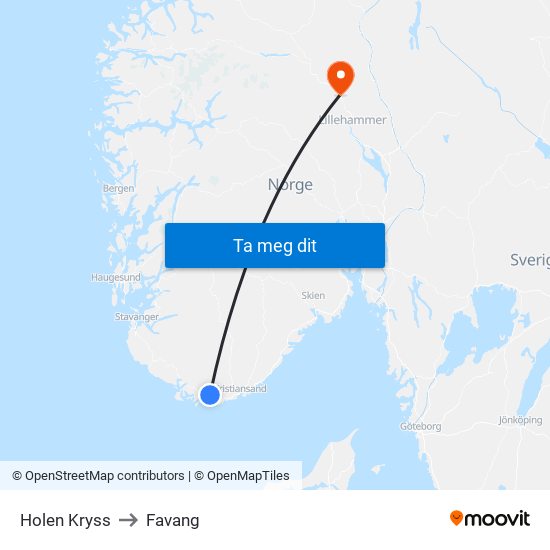 Holen Kryss to Favang map