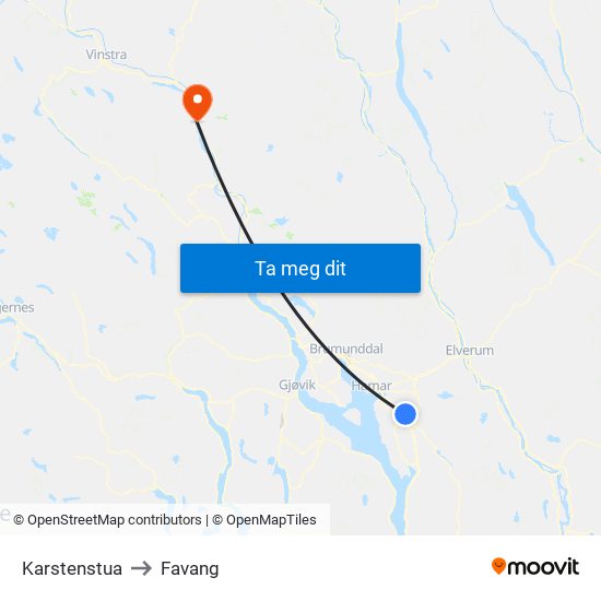 Karstenstua to Favang map