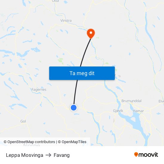 Leppa Mosvinga to Favang map
