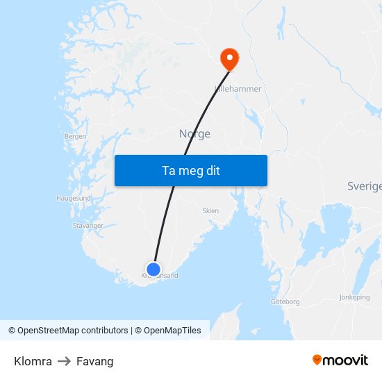 Klomra to Favang map