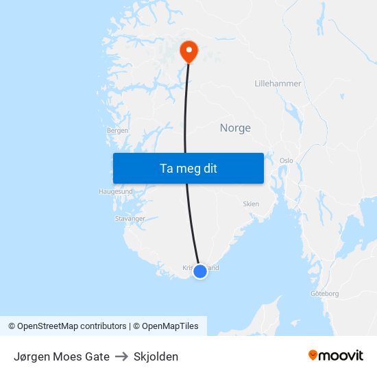 Bryggeriet to Skjolden map