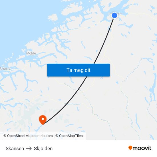 Skansen to Skjolden map