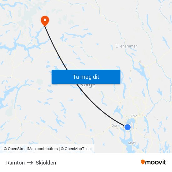 Ramton to Skjolden map