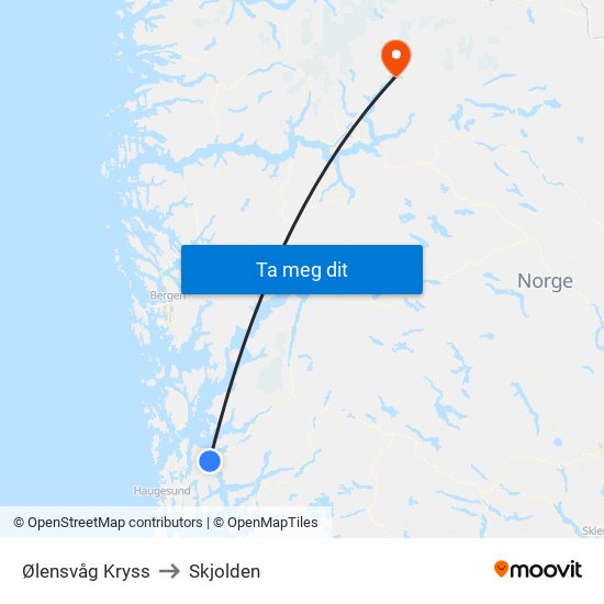 Ølensvåg Kryss to Skjolden map