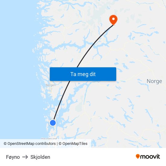 Føyno to Skjolden map