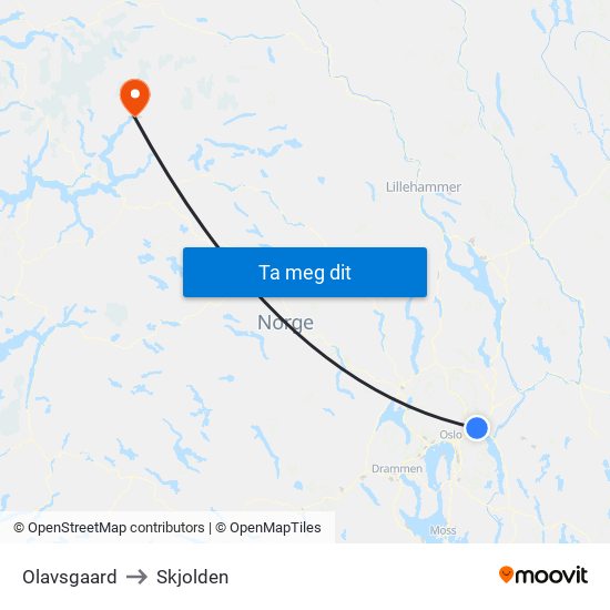 Olavsgaard to Skjolden map