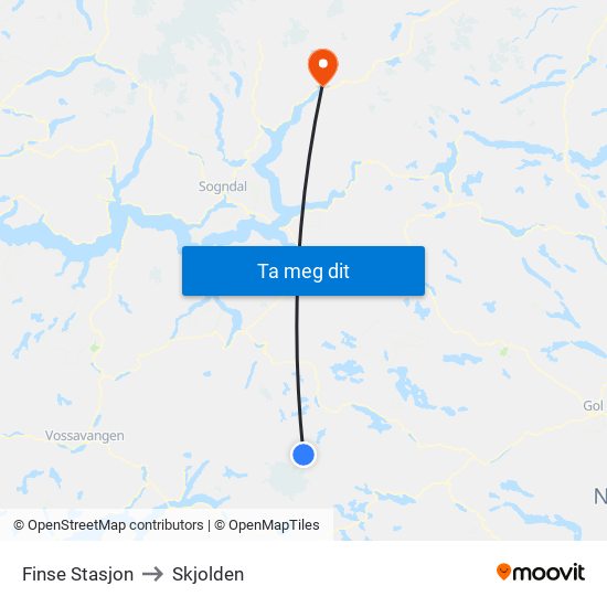 Finse Stasjon to Skjolden map