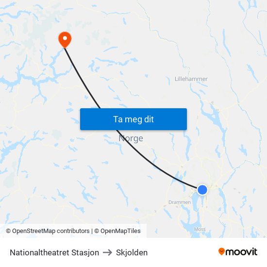 Nationaltheatret Stasjon to Skjolden map