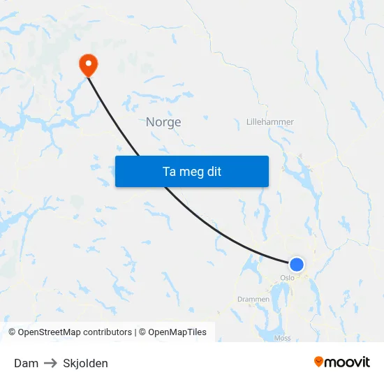 Dam to Skjolden map