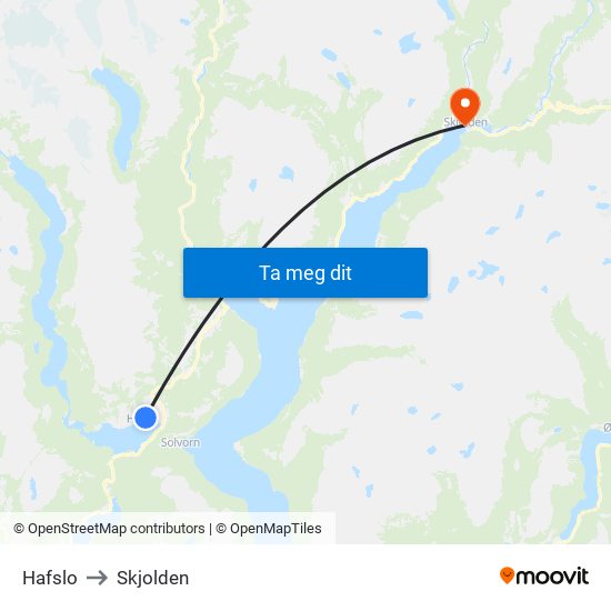 Hafslo to Skjolden map