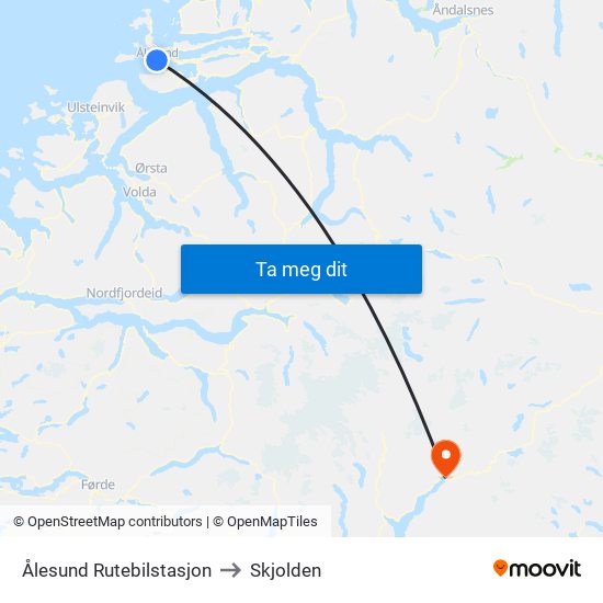 Ålesund Rutebilstasjon to Skjolden map