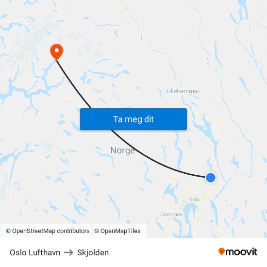 Oslo Lufthavn to Skjolden map