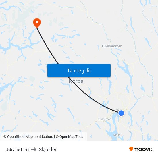 Jøranstien to Skjolden map