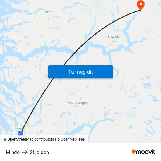 Minde to Skjolden map