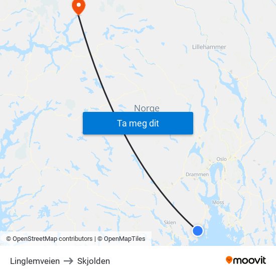 Linglemveien to Skjolden map