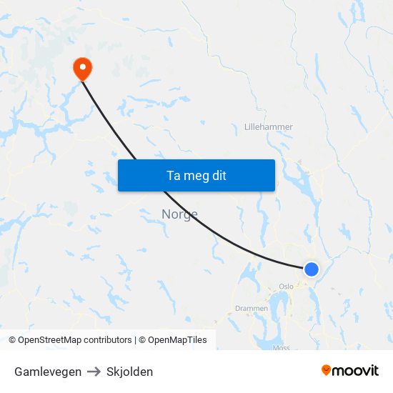 Gamlevegen to Skjolden map