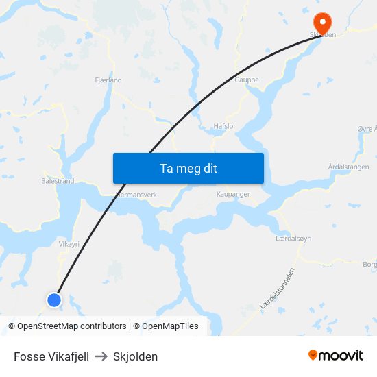 Fosse Vikafjell to Skjolden map