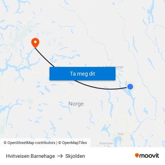 Hvitveisen Barnehage to Skjolden map