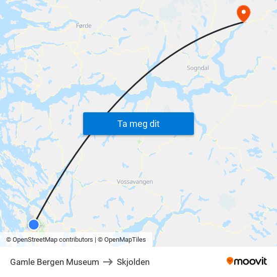 Gamle Bergen Museum to Skjolden map