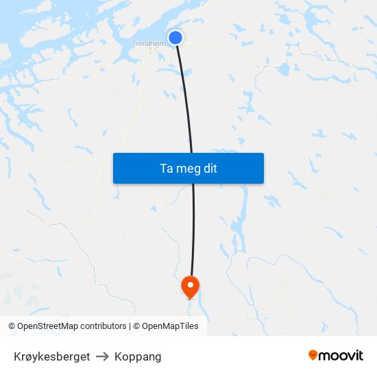 Krøykesberget to Koppang map