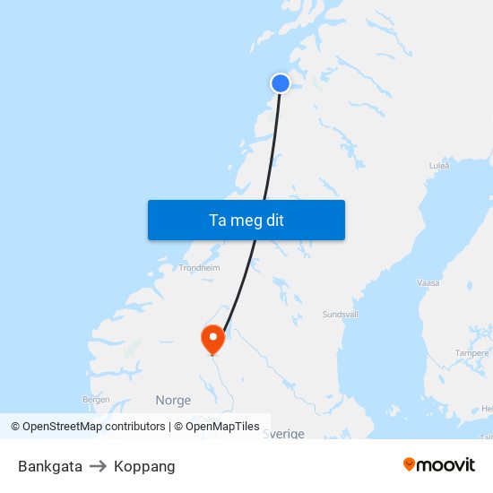 Bankgata to Koppang map