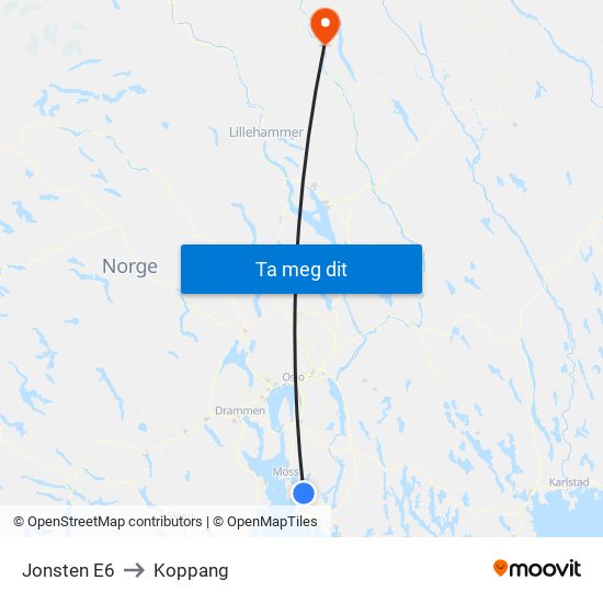 Jonsten E6 to Koppang map