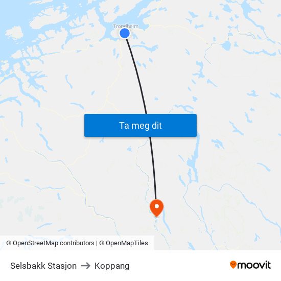 Selsbakk Stasjon to Koppang map