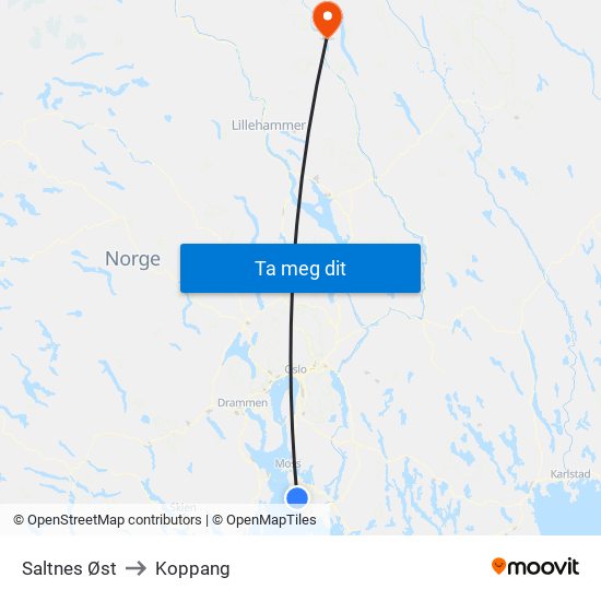 Saltnes Øst to Koppang map